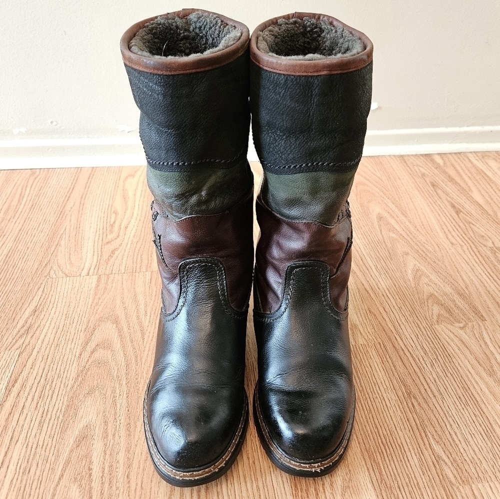 Anfibio Waterproof Leather Boho Plush Lined Fall Winter Boots Multicolor Sz 37 - Picture 4 of 11